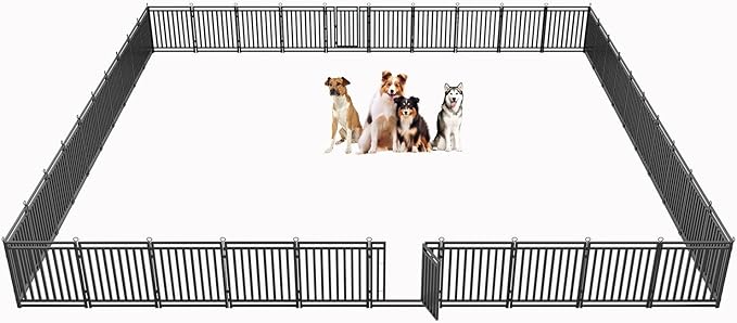 Dog Fence Outdoor Indoor, 32" Inch Height 40 Panels Dog Playpen for Large/Medium/Small Dogs Metal Dog Pen for Yard Camping and RV | Black-Silver