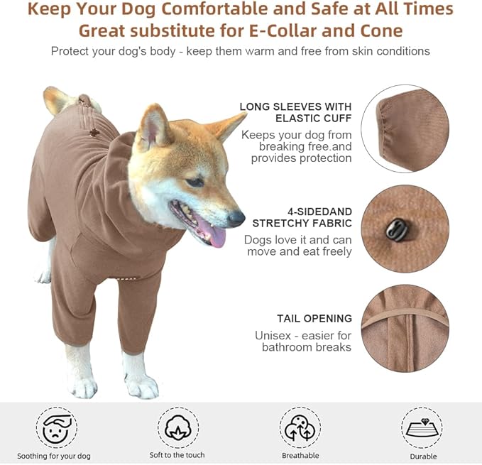 Dog Pajamas for Large Dogs,Extra Large Stretch, Suitable for Adult, Medium-Sized Dogs, Large Pet Jumpsuit Four-Legged Dog Clothes, Pet Clothing. (Coffee Color, 3XL)