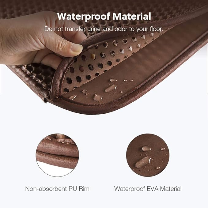 WePet Cat Litter Mat, Kitty Litter Trapping Mat - Medium Size, Honeycomb Double Layer Mats, No Phthalate, Urine Waterproof, Easy Clean, Scatter Control, Catcher Litter Box Rug Carpet 24x15 Inch Brown