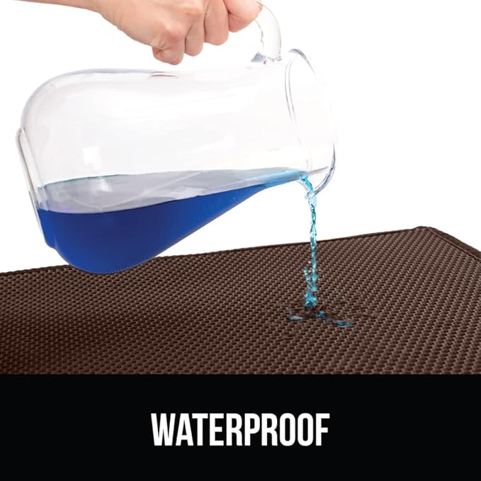 GORILLA GRIP Honeycomb Cat Litter Box Mat, Two Layer Trapping Waste Mats, Soft On Paws, Litter Box Supplies and Essentials for Indoor Cats, Traps Excess, Water Resistant for Floors, 24x15 Brown