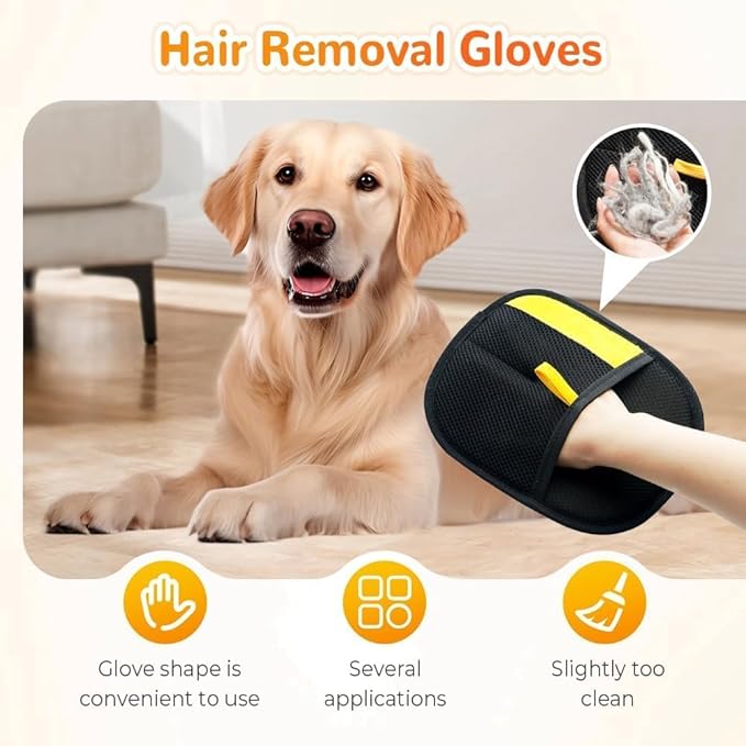 Pet Hair Removal Gloves, efficient pet Hair Beauty Gloves, cat Beauty Hair Removal Gloves, Suitable for Cats and Dogs, Reusable pet Hair Removal Gloves（2pcs）