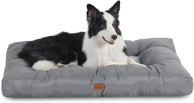 Bedsure Dog Beds Large Sized Dogs - Washable Pet Bed Mattress with Oxford Fabric, Pet Pillow Cushion for Crate, Grey Dog Mat Outdoor, 36x27x4, Grey