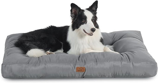 Bedsure Dog Beds Large Sized Dogs - Washable Pet Bed Mattress with Oxford Fabric, Pet Pillow Cushion for Crate, Grey Dog Mat Outdoor, 36x27x4, Grey