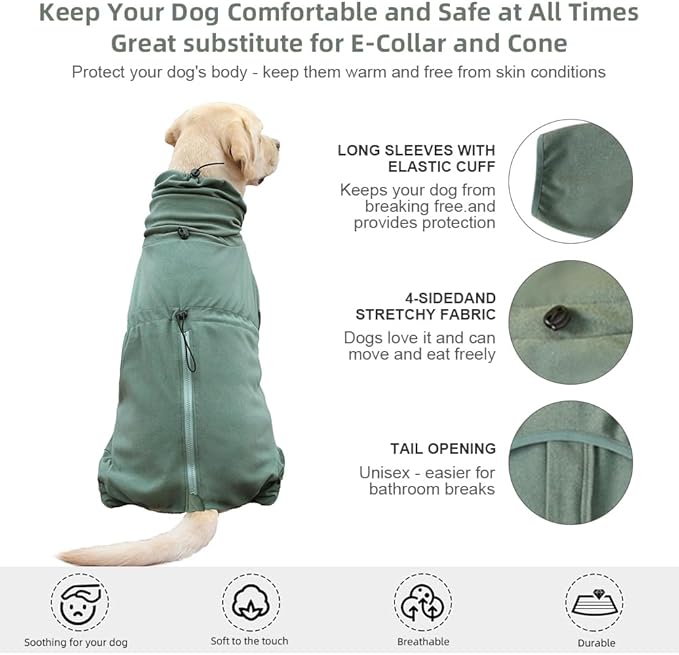 Dog Pajamas for Large Dogs,Extra Large Stretch, Suitable for Adult, Medium-Sized Dogs, Large Pet Jumpsuit Four-Legged Dog Clothes, Pet Clothing. (Green Color, 6XL)
