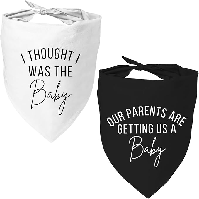 2 Pack Dog Bandanas for Pregnancy Announcement, Cute Adjustable Pet Bandana Scarf for Small Medium Large Dogs, Gender Reveal Puppy Accessories, Soft Breathable Fabric for Puppy Cats