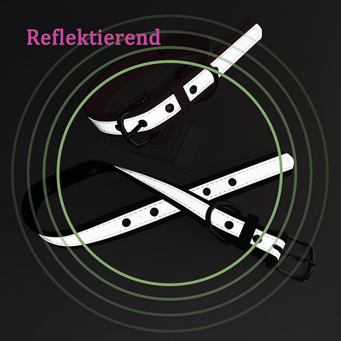 Yonsbox Personalized Reflective Dog & Cat Collar with Silent ID Tag, Custom Engraved Pet Name & Phone Number, Ultra Soft Microfiber, No-Jingle Safety Collar for Small Medium Large Dogs