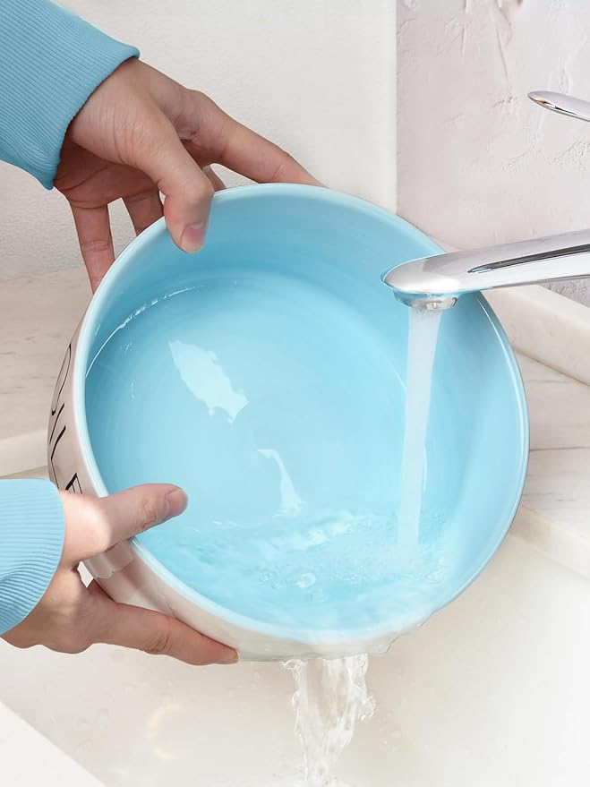 70OZ Ceramic Dog Bowl - 8'' Extra Large Food Water Dog Bowl, Heavy Duty Non-Slip Dog Dish for Medium and Large Dogs, Food Grade Porcelain Pet Feeder Bowl, Microwave & Dishwasher Safe, Blue