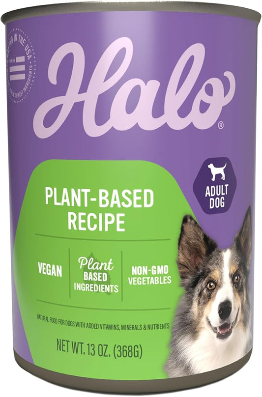 Halo Holistic Vegan Wet Dog Food, Plant-Based Recipe, Canned Dog Food, Complete Digestive Health, Adult Dogs, 13 Oz Can (Pack of 12)