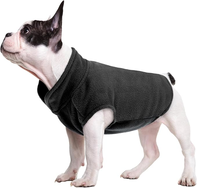 FUAMEY Dog Fleece Vest for Medium Dogs,Warm Stretchy Dog Sweatshirts Pullover with Leash Hole Dogs Sweater Soft Pet Turtleneck Cozy Pet Vest Lightweight Sleeveless Black M
