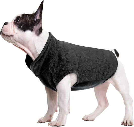 FUAMEY Dog Fleece Vest for Medium Dogs,Warm Stretchy Dog Sweatshirts Pullover with Leash Hole Dogs Sweater Soft Pet Turtleneck Cozy Pet Vest Lightweight Sleeveless Black M