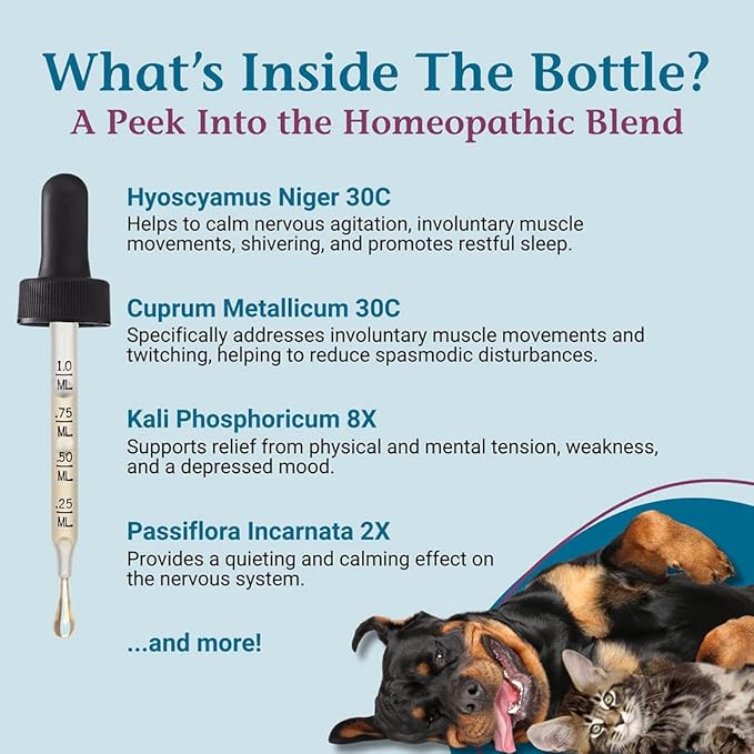 PetAlive EaseSure-M Calming Drops for Dogs and Cats – Natural Homeopathic Care for Nervous System Health – Supports Everyday Comfort, Reduced Muscle Twitching, and Quiet Relaxation – 59 mL Liquid
