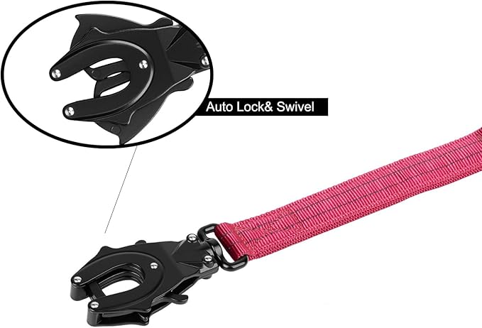 ICEFANG Tactical Dog Leash,K9 Training Walking Bungee Lead with 2 Control Handle,Heavy Duty Quick Release Metal Clasp,for Medium Large Breed (Reflective Rose, 6 FT)