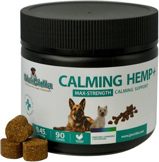 Calming Chews for Dogs Hemp-Based Max Strength Anxiety Relief, Stress Relief for Fireworks, Thunderstorms, Travel & Separation – Chicken Flavor – 90 Soft Treats for Dogs