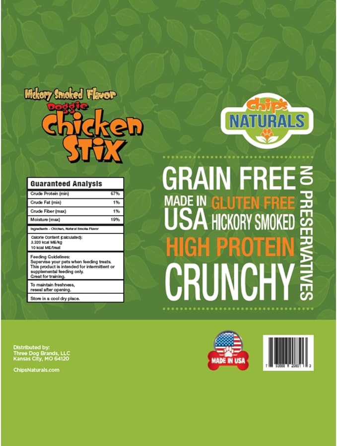Chip's Naturals Doggie Chicken Stix, 12 oz – Hickory Smoked Chicken Dog Treats, Baked Natural Dog Treats for Training, Low Calorie Healthy Dog Treats, Pet Supplies