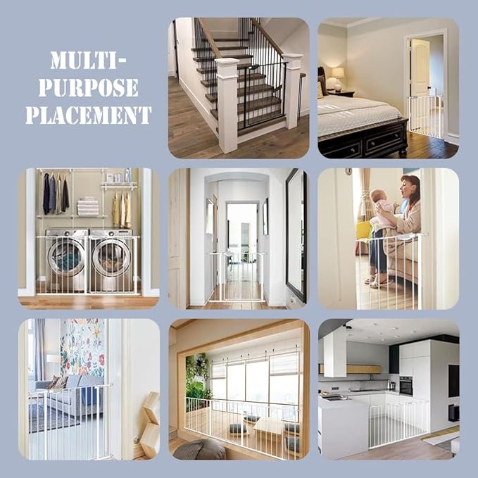 DEARBB Triple Lock Baby Gate for Stairs Doorways and House 31" to 86" Extra Wide Pressure Mounted Easy Walk Through Auto Close Safety Pet Gate Black 31.1-48.42"