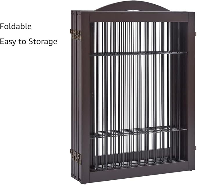 unipaws 144" Extra Wide Dog Gate and Pet Playpen, Free Standing Tall Dog Fence with Walk Through Door, Barriers for Home, Use as Indoor Cats Pen, Rabbit Pen, Espresso