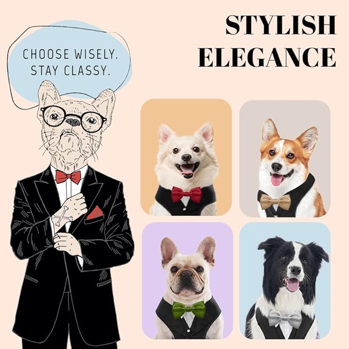 AVERYDAY Dog Tuxedo for Wedding Outfit, Dog Suit and Tie Costumes for Birthday, Halloween, Cosplay, Christmas Party, Pet Formal Wear with Bowtie, Tux for Medium Large Dogs, Bulldog, Labrador, Husky