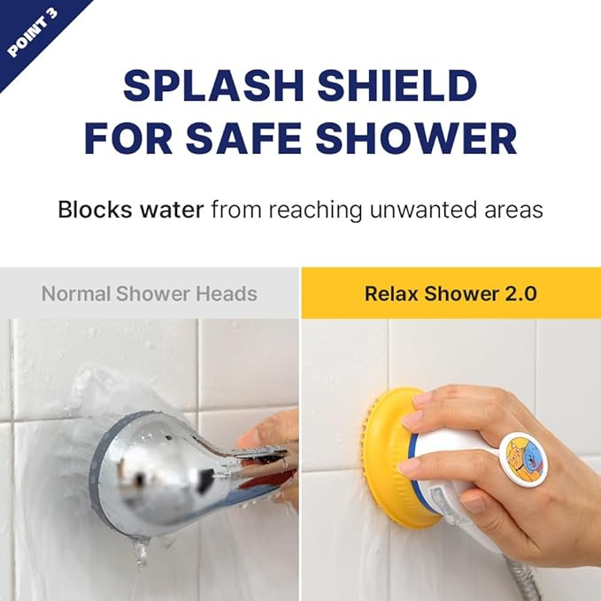 [PETHROOM] Pet Relaxing Grooming Brush Scrubber Shower Wash Head Attachment for Dogs and Cats Spa Washing and Bathing | Dog Cat Hair Deshedding Splash Shield | Massage Rubber Bath Tool