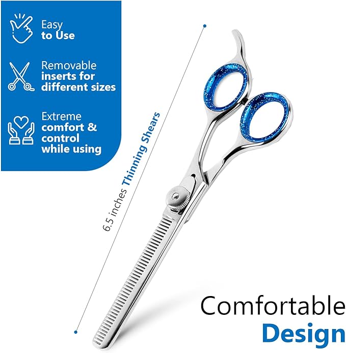 Laazar Pro Shears Thinning Pet Grooming Shear - 6.5 42 Teeth Scissors for dogs cats and pets