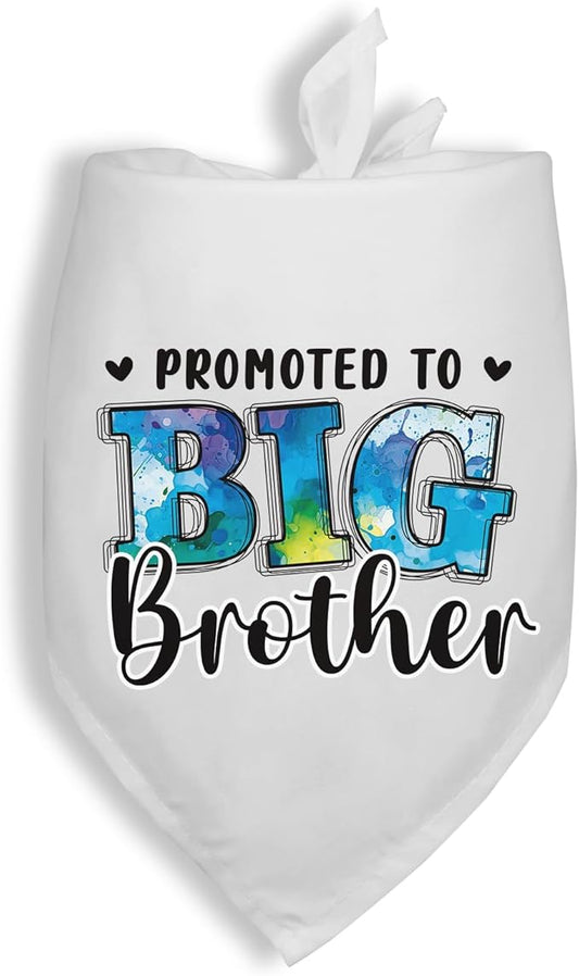 Promoted to Big Brother Baby Announcement Dogs Bandana Gender Reveal Dog Bandana Pregnancy Announcement Photo Prop Pet Scarf Accessories for Pet Dog Lovers Gifts - White