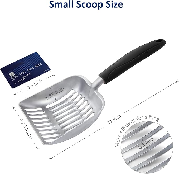 WePet Cat Litter Scoop, Aluminum Alloy Sifter, Kitty Metal Scooper, Deep Shovel, Long Handle, Poop Sifting, Kitten Pooper Lifter, Durable, Heavy Duty, for Litter Box