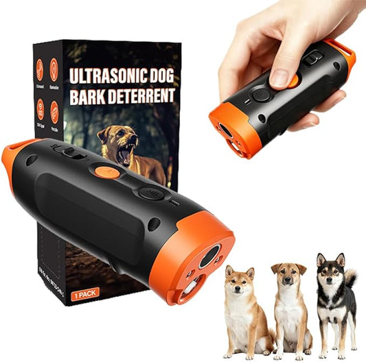 Ultrasonic Dog Bark Deterrent and Training Device with Flashing Light Dog Whistle to Stop Barking Neighbors Pet, Anti Barking Device for Dogs Up to 39 Feet, Compact and Portable