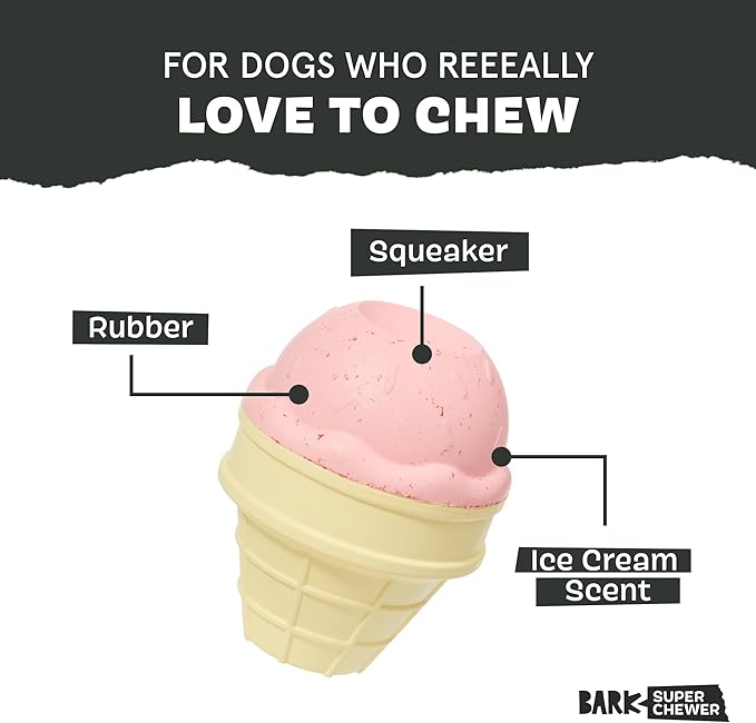Barkbox I-Squeak Cone Dog Toy for Large Dogs, Perfect for Treat Spreading with a Wacky Bounce for Endless Playtime