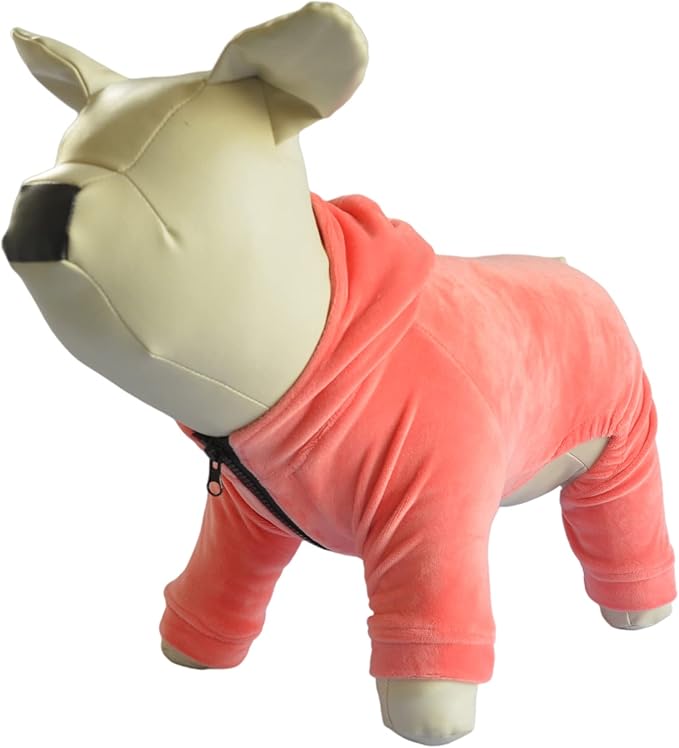 Dog Pajamas Pet Jumpsuits PJS for All Seasons, Velvet Dog Hoodies 4 Legs Four Feet Dog Onesies Stylish PJS Puppy Costume Cotton Liner Warm Pet Clothes for Small Medium Large Dogs Lobster Pink XXXL