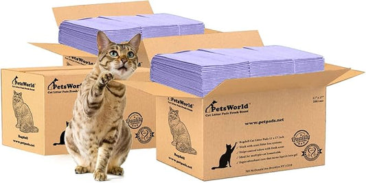 PETSWORLD Fresh Scented Cat Pads Refills for Tidy Cats Breeze Litter System 600 Pads for Cat Litter Box, 16.9x11.4 Inch