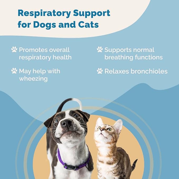 PranaPets Respiratory Support Supplement for Dogs & Cats | Naturally Promotes Optimal Respiratory Function in Pets | Safely aids with Symptoms of Seasonal Allergies