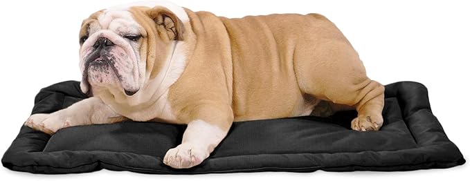 K9 Ballistics Tough Ripstop Dog Crate Pad - Durable, Machine Washable Kennel & Travel Mat for Puppies and Medium Dogs, 35 x 22 fits 36” Wire Crate, Obsidian Black