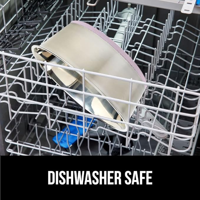 GORILLA GRIP Set of 2 Dog Bowls, Holds 6 Cups (48 fl oz), Heavy Duty Metal Food and Water Bowl for Feeding Dogs and Cats, Dishwasher Safe, Rust Resistant Stainless Steel, BPA Free Rubber Base, Lt Pink