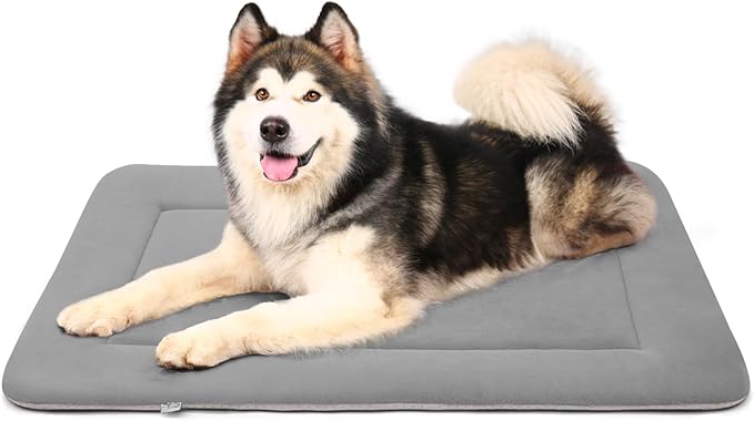 Magic Dog Extra Large Dog Bed Soft Dog Crate Pad Dog Mat, Jumbo 48 Inches Machine Washable Pet Bed Kennel Pad with Non-Slip Bottom, Gray