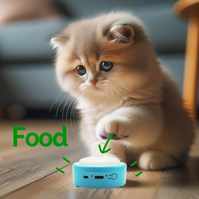 Talking Buttons for Cats and Dogs, Set of 4 Blue Rechargeable Buttons with Voice Recording for Pet Communication, Long Standby Time, Puppy & Kitten Easy Press Training Buzzer