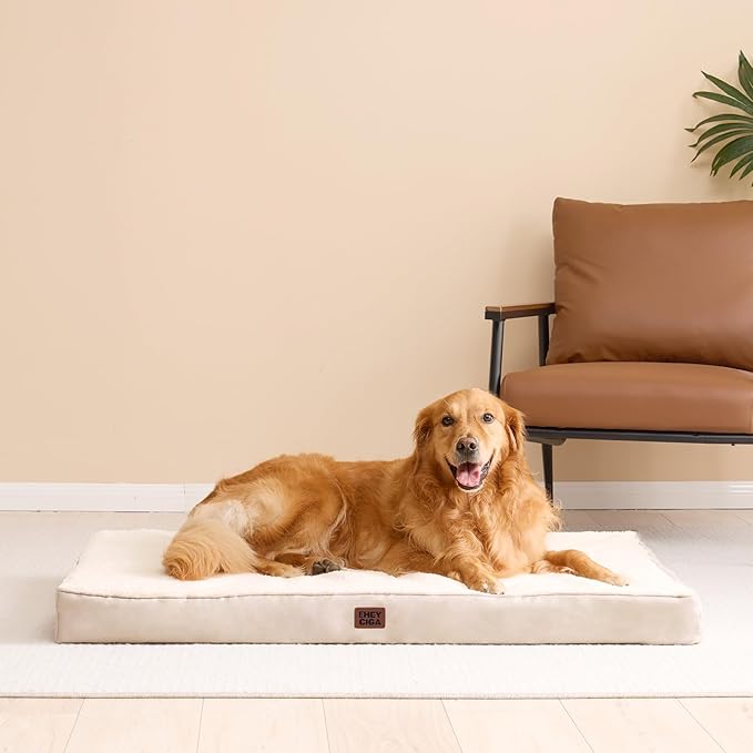 EHEYCIGA Orthopedic XL Dog Beds for Extra Large Dogs with Removable Washable Cover, Camel, 44x32