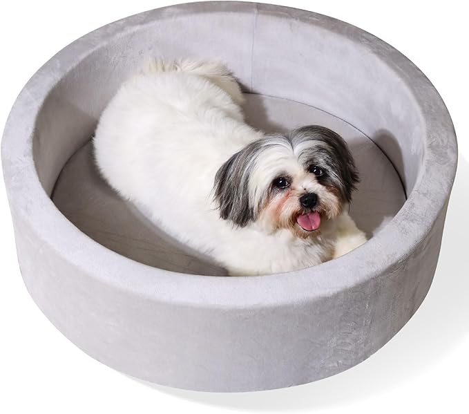 Dog Beds, 27 Inch Round Foam Pet Beds，Suitable for Small Dog & Cat to Sleep in and Play in The Ball Pit，Gray - Ideal for Puppies and Kittens（Balls NOT Included）...