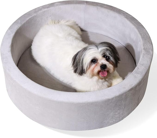 Dog Beds, 27 Inch Round Foam Pet Beds，Suitable for Small Dog & Cat to Sleep in and Play in The Ball Pit，Gray - Ideal for Puppies and Kittens（Balls NOT Included）...
