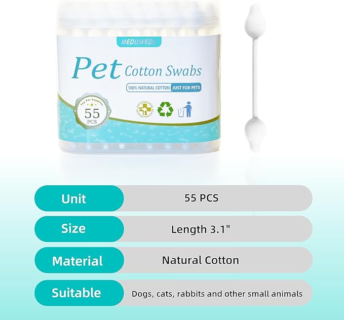 [2-Pack Dog Ear Cleaning Cotton Swabs, More Reliable, Safer to Care for Pet Ears, Prevent Accidental Injuries, Suitable for Medium and Large Dogs, Dog Ear Cleaning Kit, L Size, 110 PCS