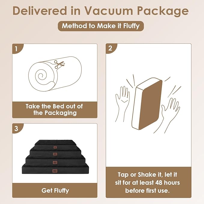 EHEYCIGA Orthopedic XXL Dog Beds for Jumbo Dogs with Removable Washable Cover,Black, 50x36