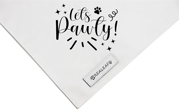 Realeaf Lets Pawty Dog Bandana,Wedding Birthday Party Outfit for Boy and Girl, Premium Durable Fabric, Engagement Announcement for Large and XLarge Dogs (Large)