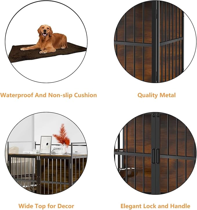 Heavy Duty Dog Crate Furniture for Large Dogs, Indoor Kennel Style Crate, Super Sturdy 41" Dog Cage Furniture for Home Use, Perfect for Living Room, Bedroom
