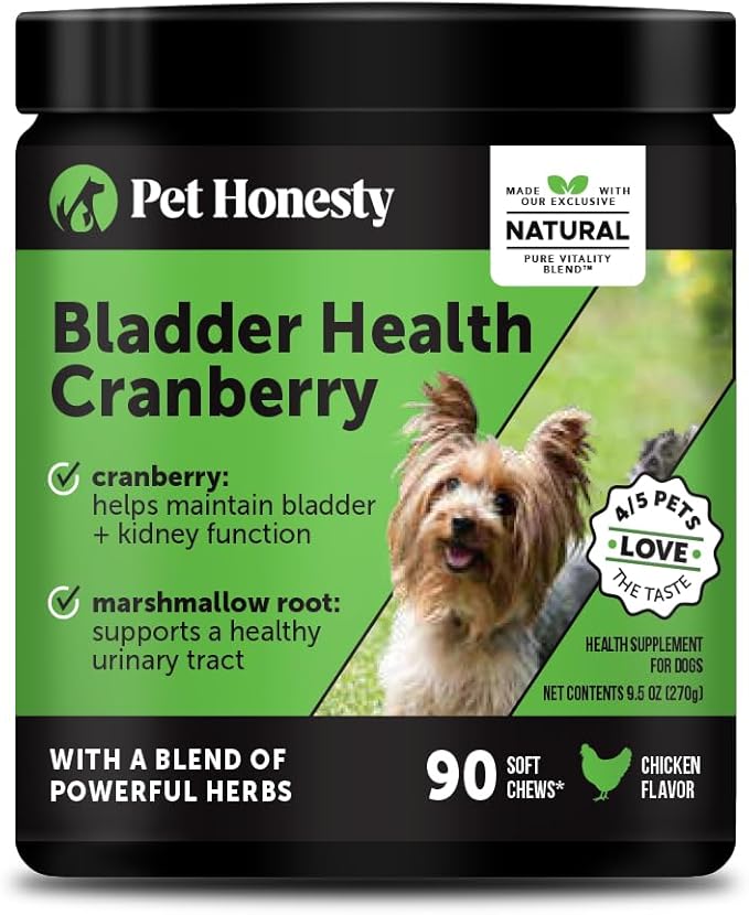 Bladder Health Cranberry Supplement for Dogs – Kidney Support for Dogs, Cranberry & D-Mannose for Dog Urinary Tract Health, Dog Urine & Bladder Support (Chicken)