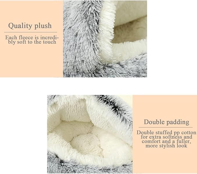 Small Dog Bed, Nest Warm Super Soft Plush Faux Fur Washable Dog Bed with Non-Slip Bottom for Medium Small Dogs Snooze Sleeping Indoor (Gray-65cm/25in)