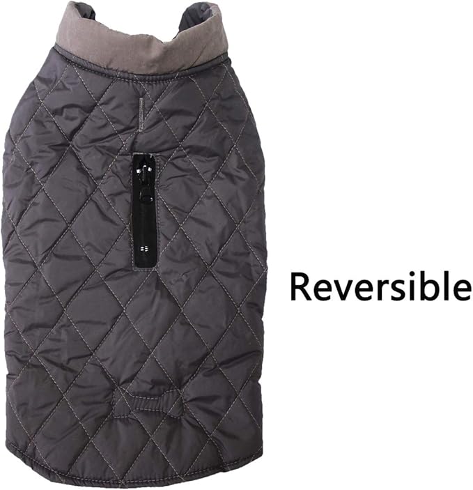 Reversible Dog Coats for Small Dogs Waterproof Warm Puppy Jacket for Cold Winter,Grey XS