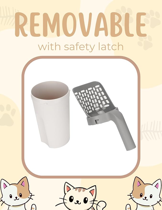 Cat Litter Shovel Scoop with Bag Leakproof Detachable Holder & 90 Odor-Sealing Refill Bags for Efficient Waste Management
