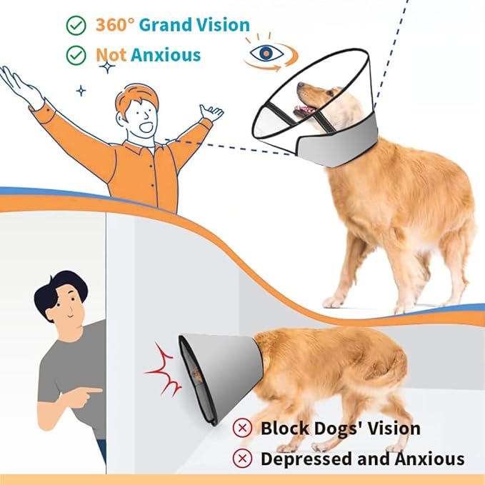 Dog Cone Collar, Pet Cone for Dogs to Stop Licking, Comfy Dog Cones for Large Medium Small Dogs, Soft Cones for Dogs After Surgery, Cone of Shame for Dogs Head Neck Elizabethan Collar