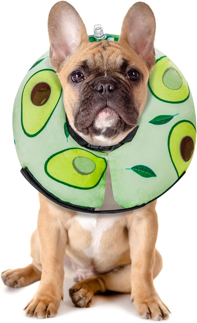 MIDOG Inflatable Dog Cone Alternative for After Surgery - Soft Protective Donut Collar Prevents Licking, Comfortable Recovery E-Collar Alternative for Small Medium Large Dogs (Avocado,M)