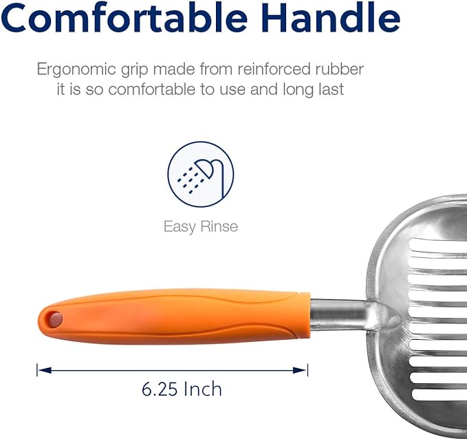 WePet Cat Litter Scoop, Aluminum Alloy Sifter, Kitty Metal Scooper, Deep Shovel, Long Handle, Poop Sifting, Kitten Pooper Lifter, Durable, Heavy Duty, for Litter Box