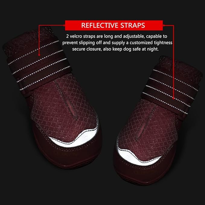 QUMY 4PCS Dog Boots for Large Dogs, Medium Dog Shoes & Paw Protectors for Hot Pavement, Summer Heat Protection, Mesh Breathable Nonslip Dog Booties for Hardfloors, Walking Running Hiking Pink Size 3