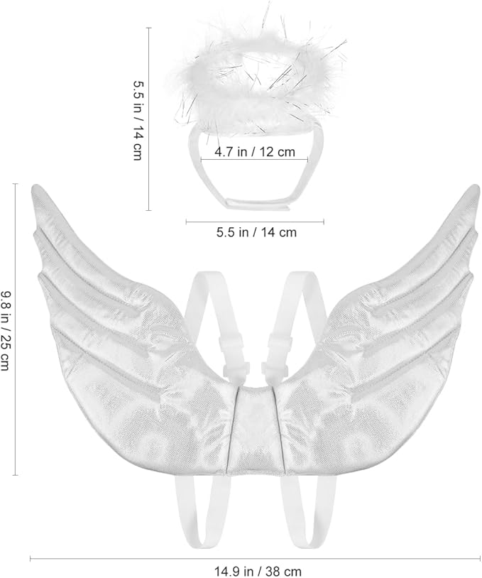 POPETPOP Pet Dog Cat Halloween Costume Angel Wings Shape Clothing - Creative Pet Cat Makeover Clothes for Halloween Festival Party Special Events - Pet Clothes Supplies - Size L (White)